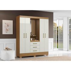 Guarda Roupa Casal Capelinha Com Espelho Paris Atacama Off White - Aramóveis