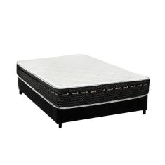Cama Box Casal: Colchão Molas Luckspuma Bonnel Eagle Spring + Base Crc Suede Black(138X188)
