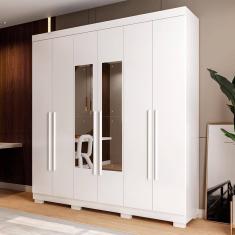 Guarda Roupa De Casal Polônia Com Espelho 6 Portas Linhamobília Branco