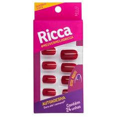 Ricca Unhas Autoadesivas Vermelho Bordô