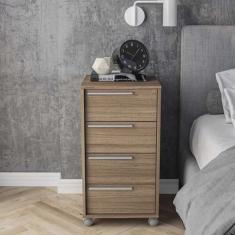 Gaveteiro 4 Gavetas com Rodízios Maia Politorno Castanho