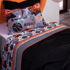 Jogo De Cama Basquete Branco Solteiro 3 Pçs 180 Fios