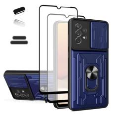 ymxdmd Capa carteira para Samsung Galaxy A33(5G) 6,4 polegadas, compartimento para cartão de visita, porta deslizante, design portátil, camada dupla, híbrida, grau militar, resistente, resistente a