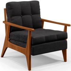 Poltrona Decorativa Para Sala de Estar Encosto Ripado Emília B04 Linho