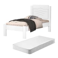 Cama Solteiro Jade Branco Com Colchão