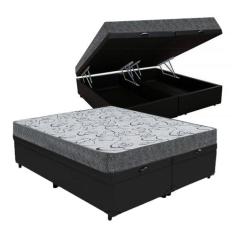 Cama Box Baú Casal Bipartido Colchão Espuma D33 Maxx Kansas + Box Sued