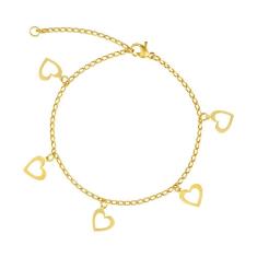 Pulseira Aço GLAM Groumet Coração Vazado 0.9x0.8mm 21cm Gold IPG