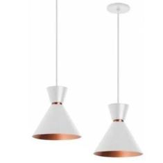 Kit 2 Pendente Luxo As Luminarias 15Cm Branco / Cobre