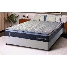 Conjunto Cama Box Casal Dakota Preto 138x188x57 Espuma D33