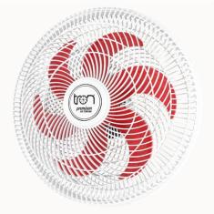 Ventilador Parede Lorena Branco Oscilante 127V Pás Vermelho