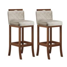 Kit com 2 Banquetas Alta com Matelassê Pinhão