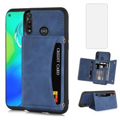 Asuwish Capa de telefone para Moto G Power 2020 capa carteira com protetor de tela de vidro temperado e suporte de cartão de crédito de couro PU com compartimento robusto acessórios para celular