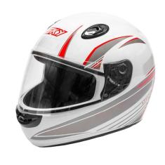 Capacete Sky Apolo Branco C/ Transfer Chumbo C/ Vermelho 58 - MOTOSKY