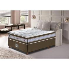Conjunto Cama Box Solteiro De Molas Ensacadas D33 Cama Inbox Select Firme 88x188x71 Café