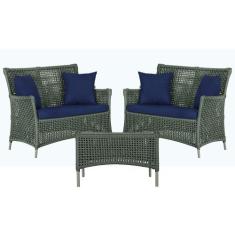 2 Sofás Área e Mesa Igapó Alumínio Pintura Fendi Corda Náutica Estofad