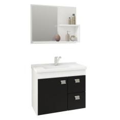 Conjunto Armário Para Banheiro 100% MDF Isa Com Espelheira E Pia Mgm M