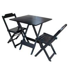 Conjunto de Mesa Dobravel com 2 Cadeiras de Madeira 70x70 Ideal para B