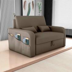sofá-cama casal 2 lugares lady dai com baú suede capuccino