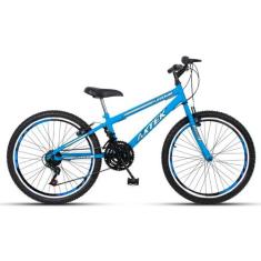 Bicicleta Aro 24 Axtek Sport Gold V-Brake Mtb 21V, Azul pantone, Cinza