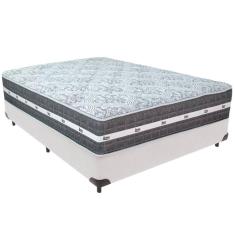 Cama Box Branco E Colchão Black Graphite Molas Ensacadas Casal Anjos