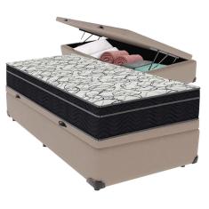 Cama Box Baú E Colchão Airtech 150 Espuma D45 Solteiro Ortobom Solteiro Bege