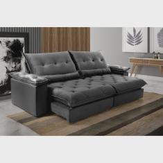 Sofá Retrátil e Reclinável 3 Lugares Diamante Cinza