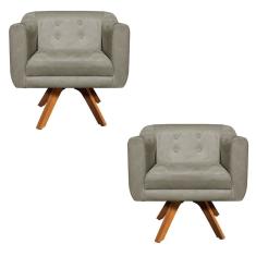 Kit 02 Poltronas Giratória Julia Marrom Rato