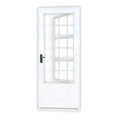 Porta de Aço Postigo 215x85cm com Grade Quadrada Minas Sul MGM Branco