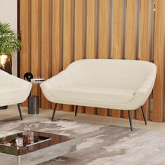 Namoradeira 02 Lugares Giovana Linho Pés Palito de Ferro D03 - D'Rossi