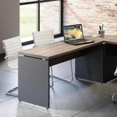 Escrivaninha Mesa Escritório Diretor PE40 134cm Noce Naturalle E Preto