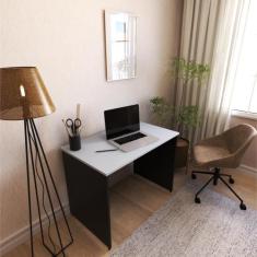 Escrivaninha Mesa Escritório 90cmx60cm 90cm Preto E Cinza Cristal - Br