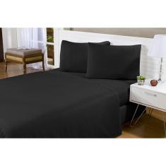 Jogo De Lençol Microfibra Casal Queen 3 Peças Preto