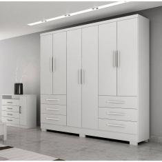 Guarda Roupa Casal 6 Portas 6 Gavetas Dakar Novo Horizonte Branco
