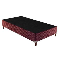 Cama Box Base Solteiro Sommier Rústico Bordado Wine (88x188x30) - Paropas