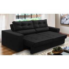 Sofá Retrátil e Reclinável 2 lugares 1,70m com Molas Mirela Suede Preto Adonai Estofados