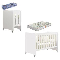 Berço Americano Evolution 4 Em 1 Branco Acetinado Com Colchão Mini E Colchão Americano Gazin