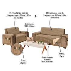 Protetor para Sofá 2 e 3 Lugares Manu - RT MAGAZINE, Kaqui/Palha