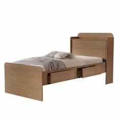 Cama de Solteiro Com Baú Tamiris Castanho Wood Cambel, Castanho Wood