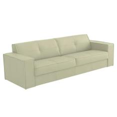 Sofá 2 Lugares Sala de Estar Pés Madeira Laus 158 cm Couro Off White G