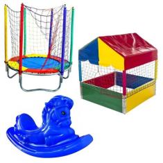 Cama Elástica Pula Pula 1,40m Piscina de Bolinhas Quadrada 1,00m Gango