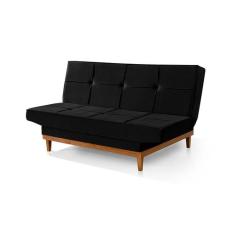Sofa Cama Safira Pés de Madeira - LCN Móveis, Preto