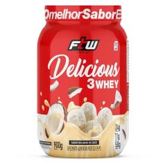 Delicious 3 Whey Proteína Hidrolisada Concentrada E Isolada Pote 900g Sabor Beijinho de Coco - FTW