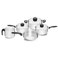 Jogo de Panelas Eterna 5 Peças em Alumínio Polido Nigro