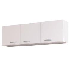 Armário Aéreo Para Cozinha 3 Portas 120 Cm Branco Brilho - Poquema