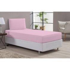 Jogo De Lençol Macio Rosa Cama Box Solteiro Percal 2 Peças
