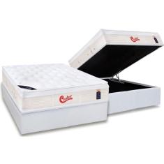 Cama Box Baú Casal: Colchão Molas Castor Pocket Gold Star Vitagel + Base Crc Courano White(138X188)