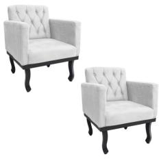 Kit 02 Poltronas Decorativas Classic Suede Branco - AM Decor, Branco