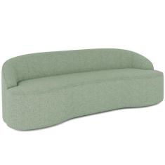 Sofá 3 Lugares Curvo Sala de Estar Living Lótus D02 Linho Verde 210 cm