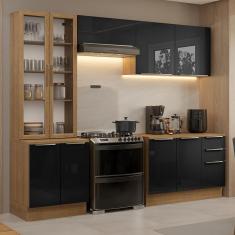 Armário De Cozinha Completa 270cm Rustic/preto Lux Madesa 04