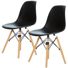Conjunto 2 Cadeiras Charles Eames Eiffel Wood - Design - Preta